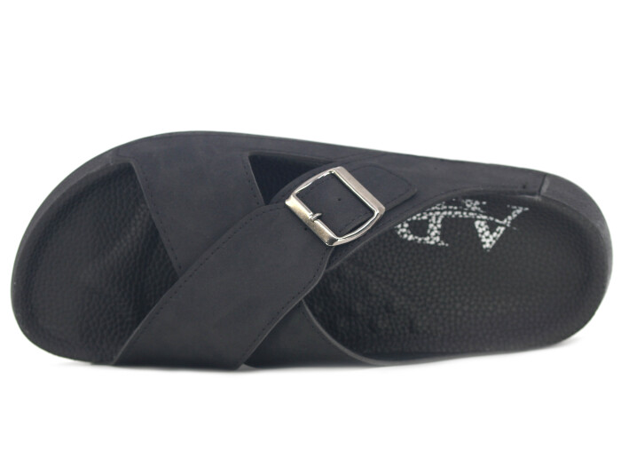 Aris Merdane 20001 Çapraz Tokalı Monta Spor Taban Kutulu Günlük Terlik Siyah - Aris (1)