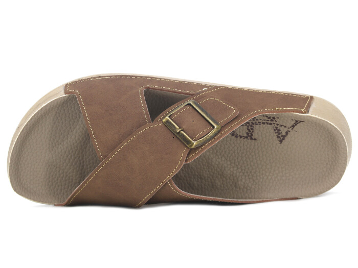 Aris Merdane 20001 Çapraz Tokalı Monta Spor Taban Kutulu Günlük Terlik Vizon - Aris (1)