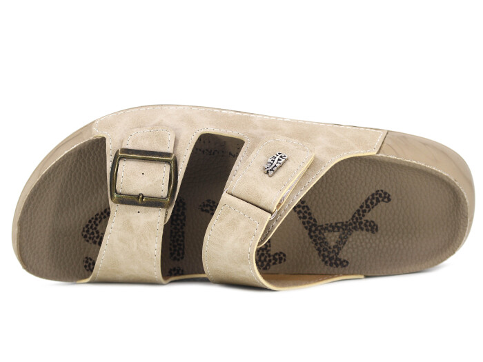 Aris Merdane 20054 Cırtlı Tokalı Monta Spor Taban Kutulu Günlük Terlik Bej - 2