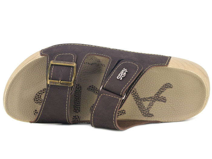 Aris Merdane 20054 Cırtlı Tokalı Monta Spor Taban Kutulu Günlük Terlik Kahve - 2