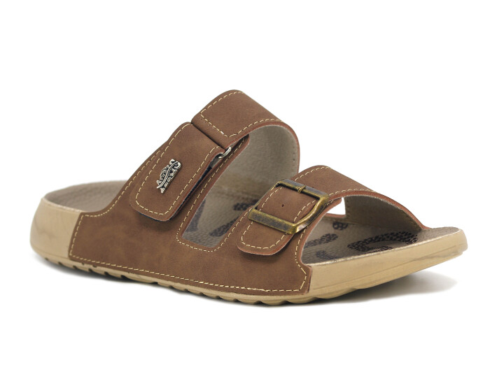 Aris Merdane 20054 Cırtlı Tokalı Monta Spor Taban Kutulu Günlük Terlik Vizon 