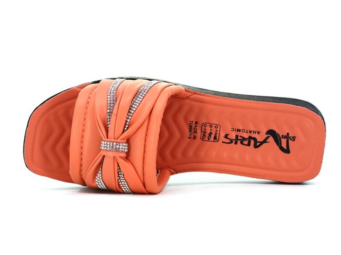 Aris Zenne 16491 Taşlı Köşe Taban Günlük Terlik Pudra - Aris (1)