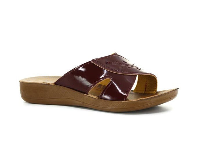 Aris Zenne 5154 Yapraklı Günlük Terlik Bordo Rugan - Aris