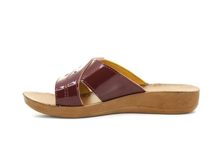 Aris Zenne 5154 Yapraklı Günlük Terlik Bordo Rugan - Aris (1)