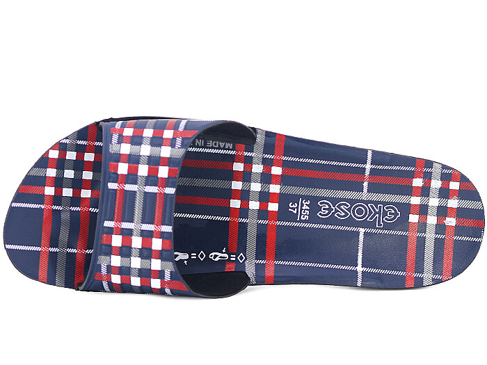 Aris Zenne 5212-E Relix Yeni Ekoseli Günlük Terlik Lacivert - Aris (1)