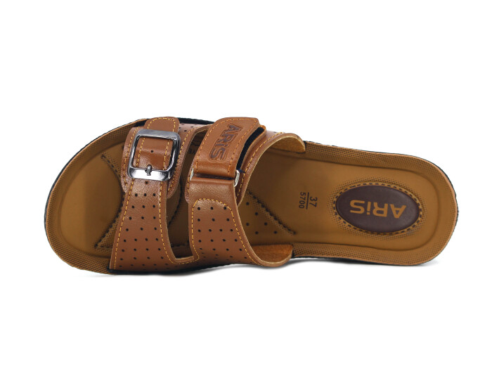 Aris Zenne 5753 Cırtlı Tokalı Pedli Günlük Terlik Taba - Aris (1)