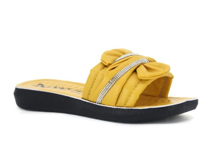 Aris Zenne 718 Pırlantalı Poşetli Günlük Terlik Hardal - Aris