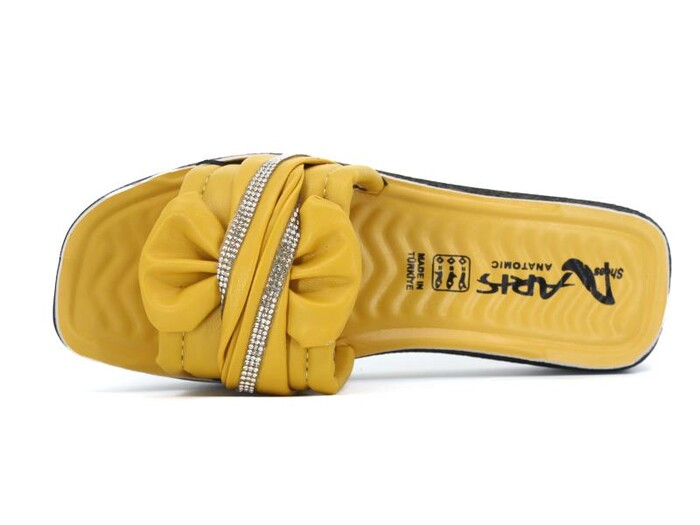 Aris Zenne 718 Pırlantalı Poşetli Günlük Terlik Hardal - Aris (1)