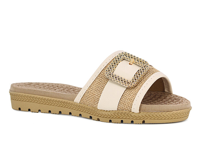 Arslan Zenne Tokalı Günlük Terlik Bej - Arslan