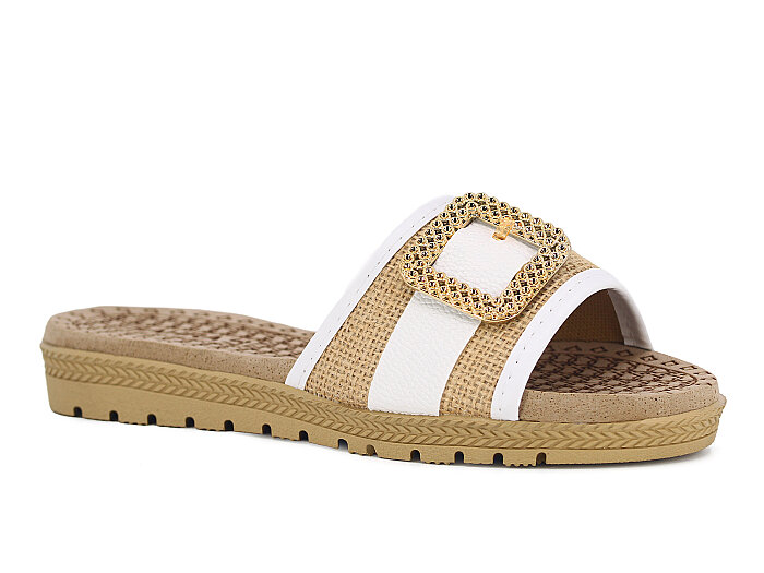 Arslan Zenne Tokalı Günlük Terlik Beyaz - 1