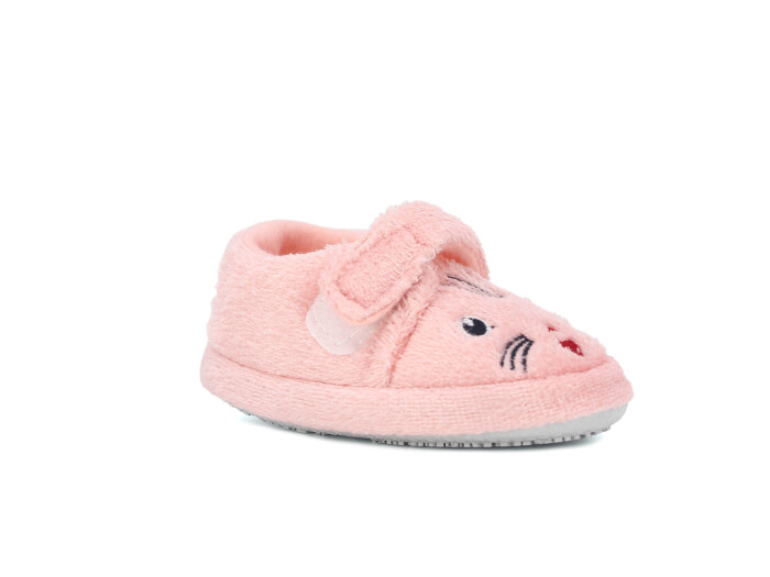 Auris Bebe B01 Kısa Cırtlı Panduf Kedili Pudra - Auris