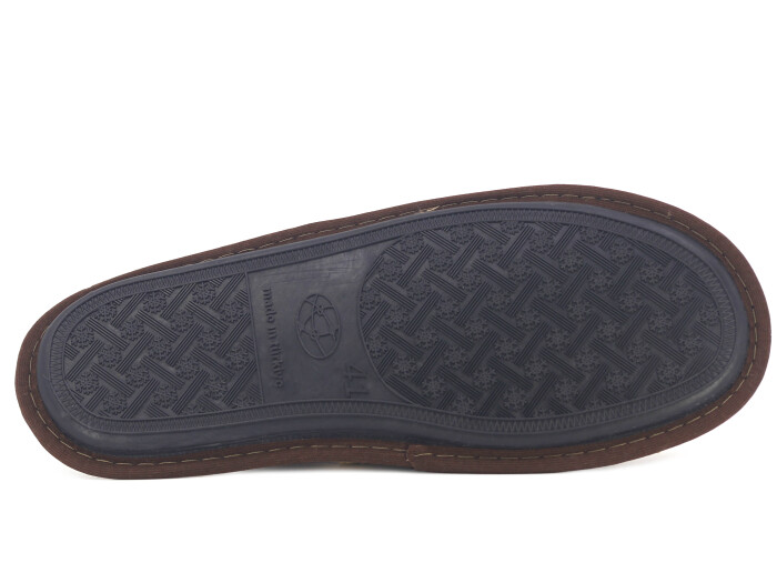 Auris Merdane İthal Lüx Çanak Terlik Ekose Kahve - 3