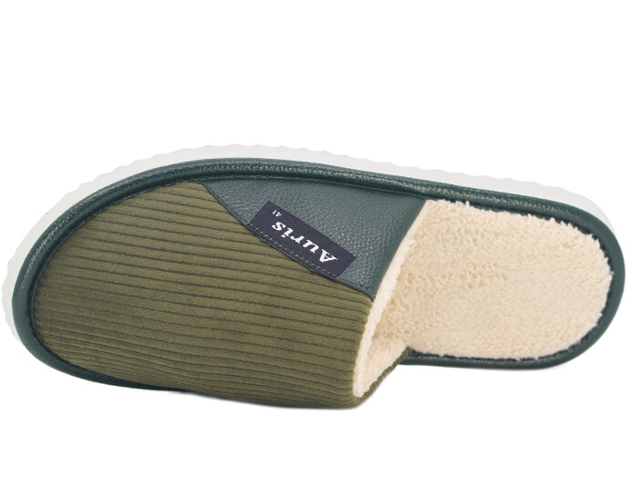 Auris Merdane SM Kadife Deri Ev Terliği Haki - 2