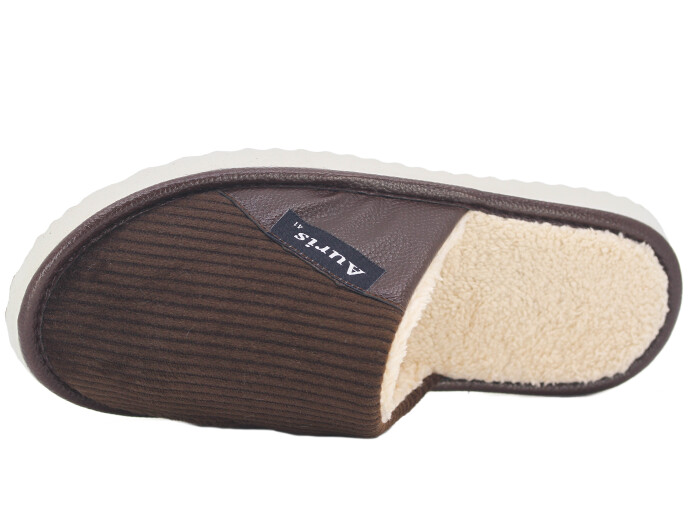 Auris Merdane SM Kadife Deri Ev Terliği Kahve - 2