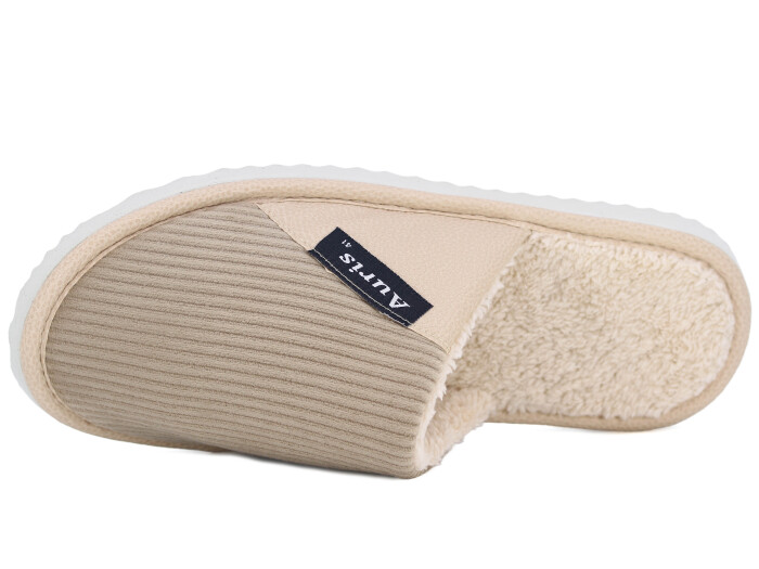 Auris Merdane SM Kadife Deri Ev Terliği Krem - Auris (1)