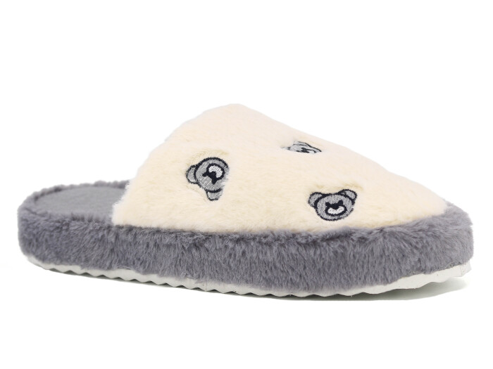 Auris Zenne 127 Ayıcıklı Kapalı Ev Terliği Gri - Auris