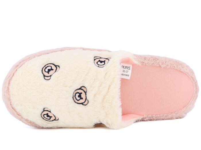 Auris Zenne 127 Ayıcıklı Kapalı Ev Terliği Pudra - Auris (1)