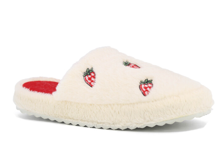 Auris Zenne 127 Çilek-Kiraz Kapalı Ev Terliği Çilekli Bej - Auris