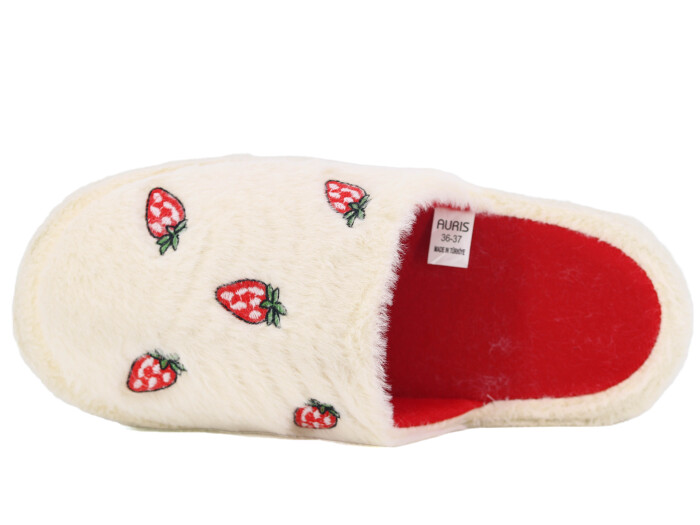 Auris Zenne 127 Çilek-Kiraz Kapalı Ev Terliği Çilekli Bej - Auris (1)