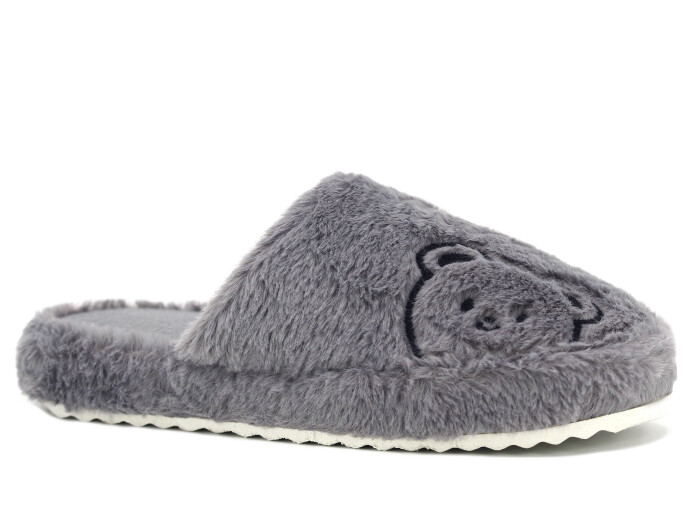 Auris Zenne 127 Yandan Ayıcıklı Kapalı Ev Terliği Füme - Auris