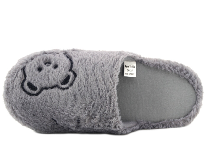 Auris Zenne 127 Yandan Ayıcıklı Kapalı Ev Terliği Füme - Auris (1)