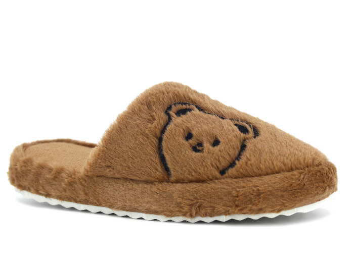 Auris Zenne 127 Yandan Ayıcıklı Kapalı Ev Terliği Kahve - Auris