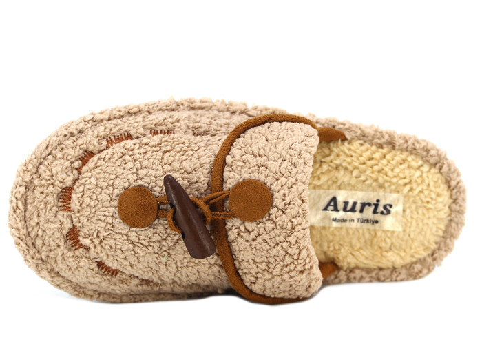 Auris Zenne Düğmeli Havlu Ev Terliği Bej - Auris (1)
