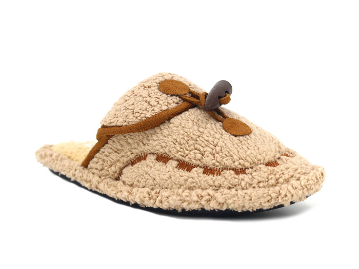 Auris Zenne Düğmeli Havlu Ev Terliği Bej 