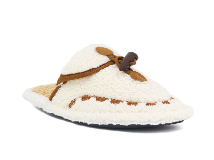 Auris Zenne Düğmeli Havlu Ev Terliği Beyaz - Auris