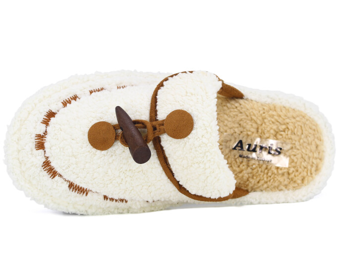 Auris Zenne Düğmeli Havlu Ev Terliği Beyaz - 2