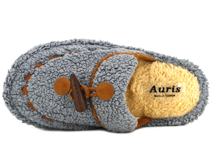 Auris Zenne Düğmeli Havlu Ev Terliği Füme - 2