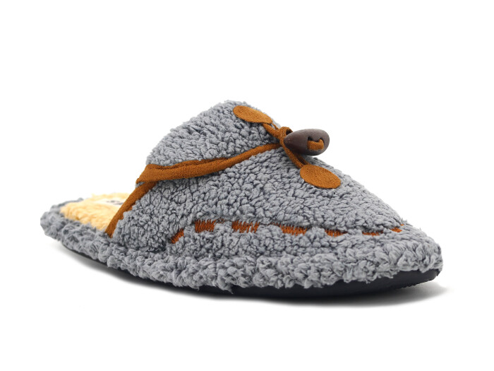 Auris Zenne Düğmeli Havlu Ev Terliği Füme 