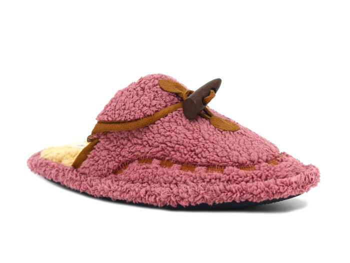 Auris Zenne Düğmeli Havlu Ev Terliği Gül Kurusu - Auris