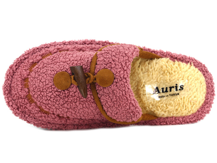 Auris Zenne Düğmeli Havlu Ev Terliği Gül Kurusu - Auris (1)