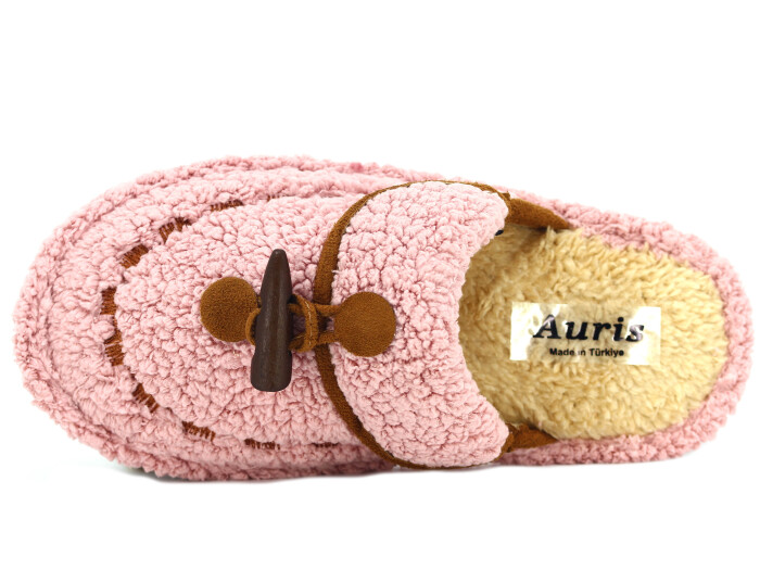 Auris Zenne Düğmeli Havlu Ev Terliği Pembe - Auris (1)