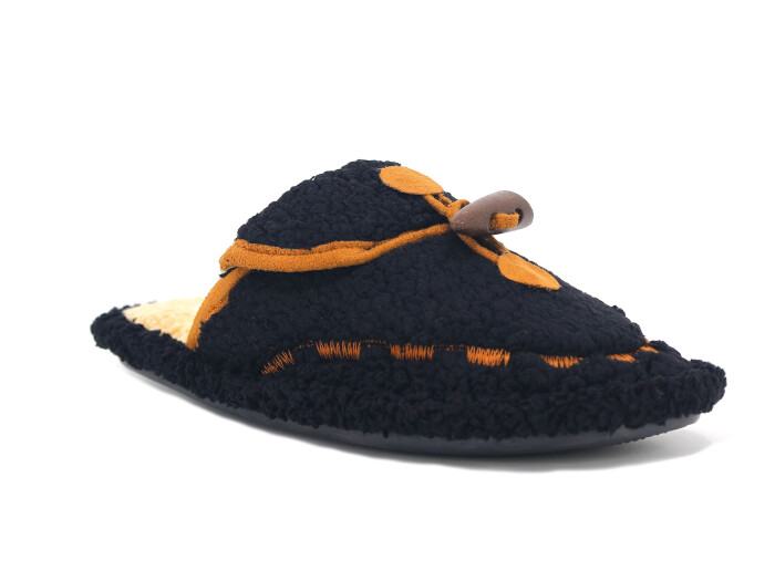 Auris Zenne Düğmeli Havlu Ev Terliği Siyah - Auris