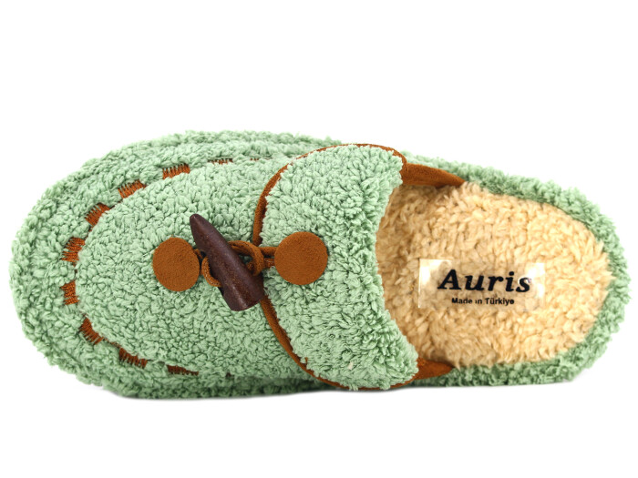 Auris Zenne Düğmeli Havlu Ev Terliği Yeşil - Auris (1)