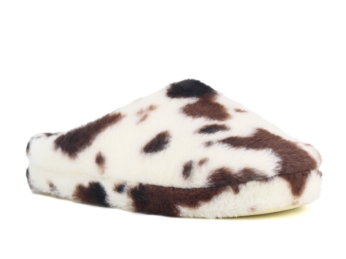 Auris Zenne Termo Taban E Dalmaçyalı Kapalı Gondol Ev Terliği Beyaz - Kahve - Auris