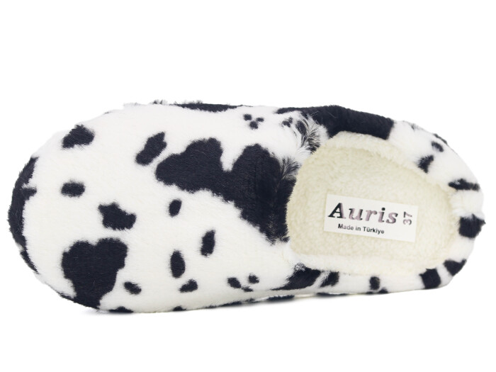 Auris Zenne Termo Taban E Dalmaçyalı Kapalı Gondol Ev Terliği Beyaz - Siyah - Auris (1)