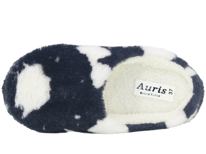 Auris Zenne Termo Taban E Dalmaçyalı Kapalı Gondol Ev Terliği Siyah - Beyaz - Auris (1)