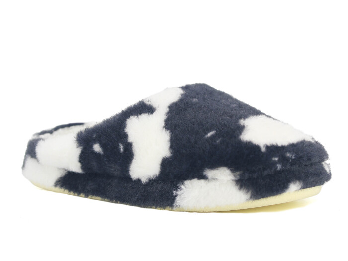 Auris Zenne Termo Taban E Dalmaçyalı Kapalı Gondol Ev Terliği Siyah - Beyaz 