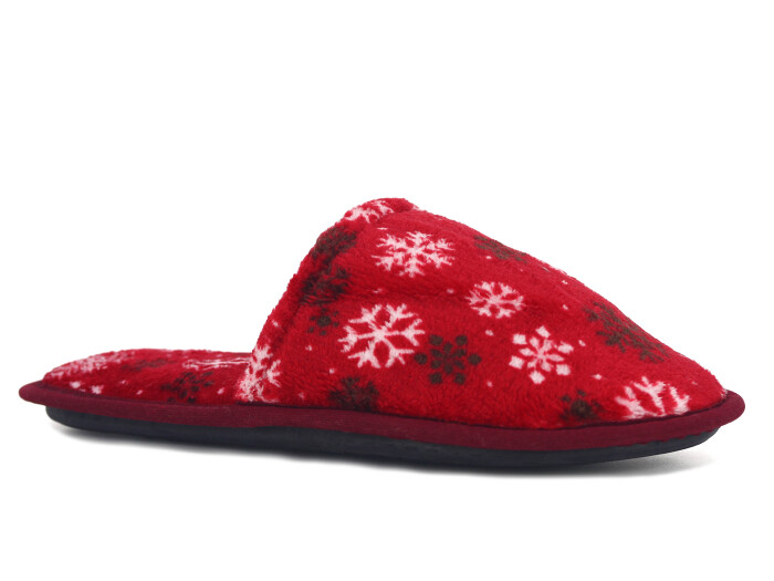 Auris Zenne İthal Çanak Terlik Kar Desenli Bordo - Auris