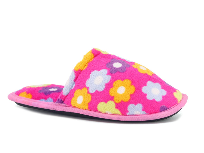 Auris Zenne Kadife Çanak Terlik Çiçekli Fuşya - Auris