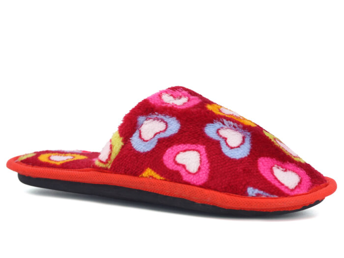 Auris Zenne Kadife Çanak Terlik Kalpli Bordo - 1