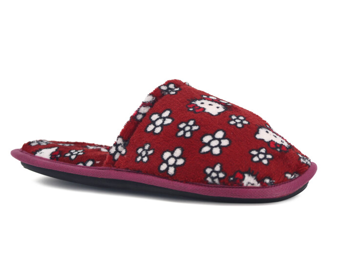 Auris Zenne Kadife Çanak Terlik Kedili Bordo - Auris