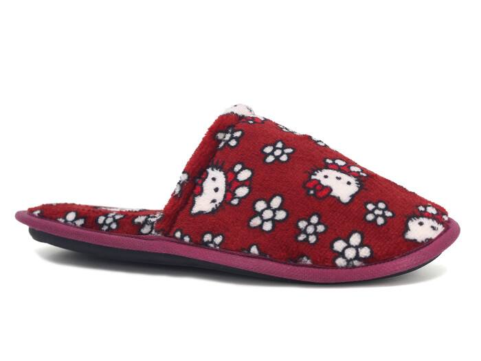 Auris Zenne Kadife Çanak Terlik Kedili Kırmızı 