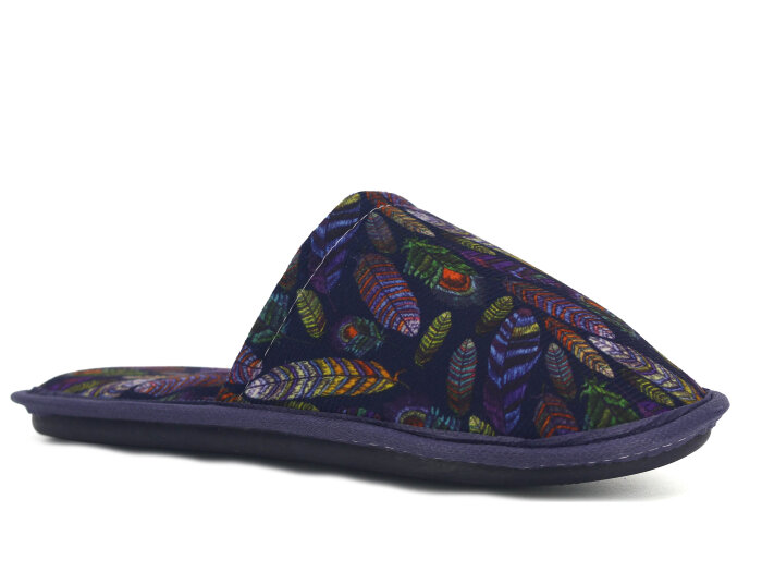 Auris Zenne Kadife Çanak Terlik Lacivert - Siyah - Auris