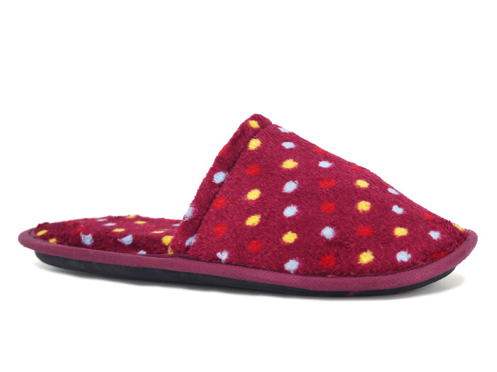 Auris Zenne Kadife Çanak Terlik Noktalı Bordo 