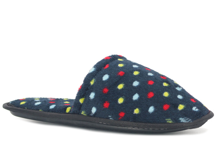 Auris Zenne Kadife Çanak Terlik Noktalı Lacivert - Auris