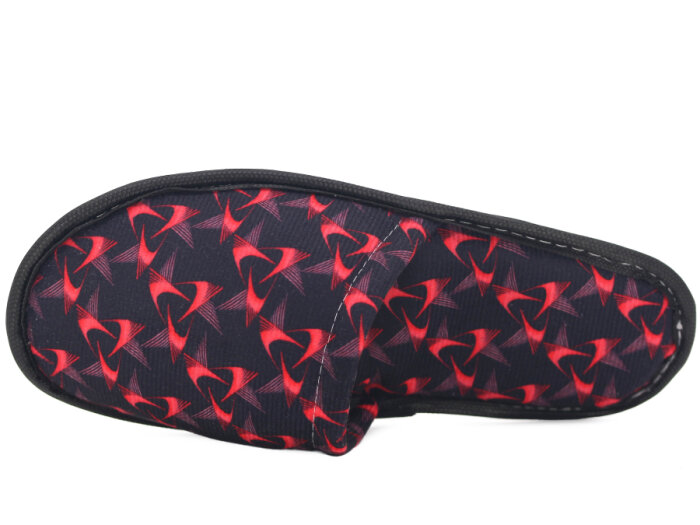 Auris Zenne Kadife Çanak Terlik Siyah - Kırmızı - 2